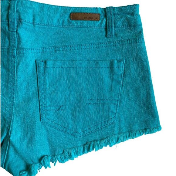 O'Neill Community Jean Shorts Women's Size 7 Teal Denim Raw Hem Beach Summer - Picture 7 of 12